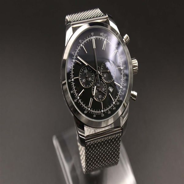 pc man quartz watch stainless steel black dial silver case 1884 six pin multi function 46mm313q, Slivery;brown
pc man quartz watch stainless steel black dial silver case 1884 six pin multi function 46mm313q, Slivery;brown