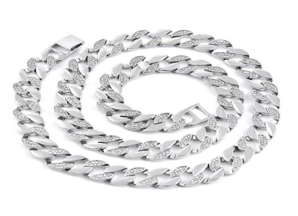 14k gold plated half diamond iced out hip hop miami cuban chain necklace for men 195419, Silver
14k gold plated half diamond iced out hip hop miami cuban chain necklace for men 195419, Silver