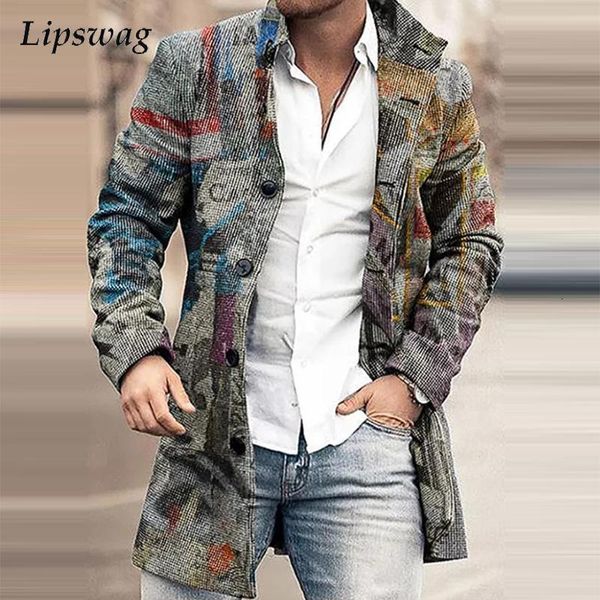 mens wool blends vintage pattern print thick fleece coat for men casual long sleeve turndown collar buttoned trench fashion overcoats 230818, Black
mens wool blends vintage pattern print thick fleece coat for men casual long sleeve turndown collar buttoned trench fashion overcoats 230818, Black