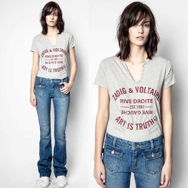 zadig voltaire 23ss designer t shirt zv women's t-shirts women's classic print drill u-neck pure cotton short sleeve t-shirt, White
zadig voltaire 23ss designer t shirt zv women's t-shirts women's classic print drill u-neck pure cotton short sleeve t-shirt, White