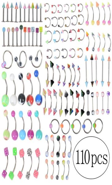110pcslot fashion piercing set eyebrow bar lip nose pircing ear studs stainless steel mixed body jewelry9169010, Silver
110pcslot fashion piercing set eyebrow bar lip nose pircing ear studs stainless steel mixed body jewelry9169010, Silver