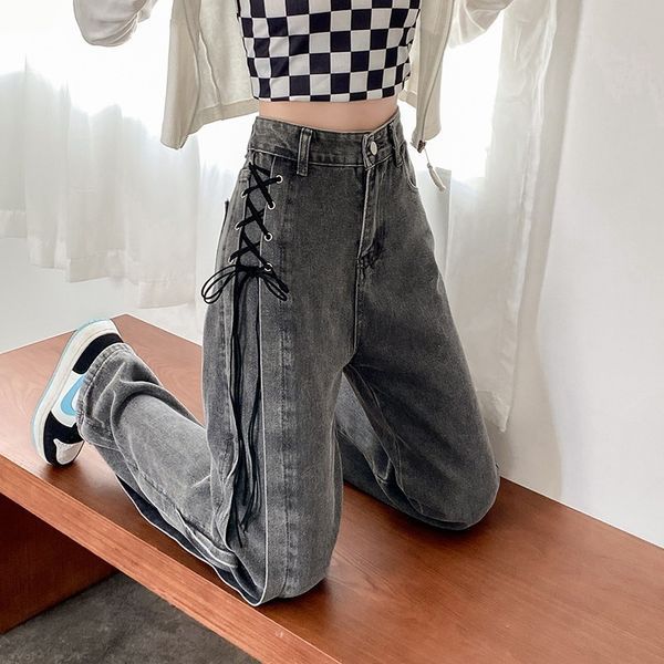 women's jeans gothic high waist jean chic side lace up wide leg denim pants female harajuku y2k fashion streetwear straight trousers 23, Blue
women's jeans gothic high waist jean chic side lace up wide leg denim pants female harajuku y2k fashion streetwear straight trousers 23, Blue