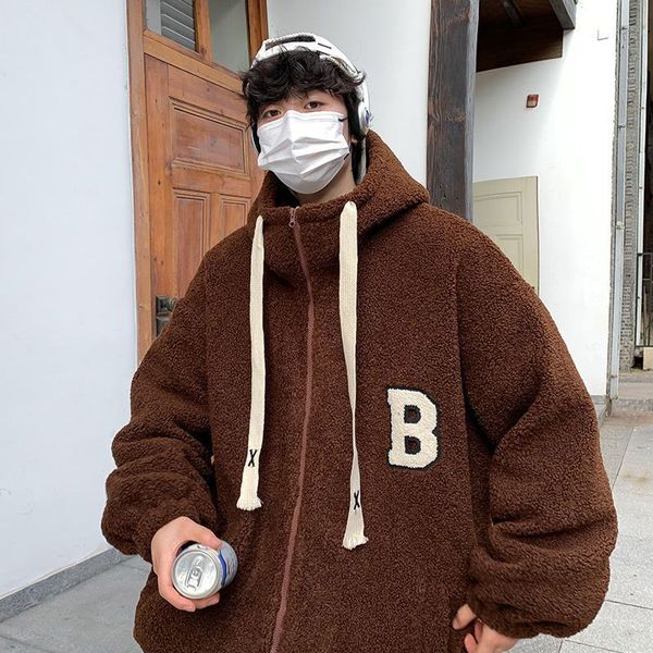 men's jackets letter b lamb cashmere cotton coat y2k men and women's autumn and winter fashion brand loose hooded thickened warm c, Black;brown
men's jackets letter b lamb cashmere cotton coat y2k men and women's autumn and winter fashion brand loose hooded thickened warm c, Black;brown