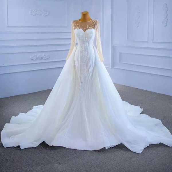 new classic scoop neck long sleeve luxury beading mermaid wedding dress 2023 gorgeous detachable train princsss bridal gown, White
new classic scoop neck long sleeve luxury beading mermaid wedding dress 2023 gorgeous detachable train princsss bridal gown, White