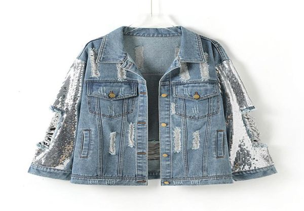 women039s jackets spring sequins long sleeve denim jacket oversized hole women basic coat fashion loose ladies jeans windbreake2604096, Black;brown 
women039s jackets spring sequins long sleeve denim jacket oversized hole women basic coat fashion loose ladies jeans windbreake2604096, Black;brown