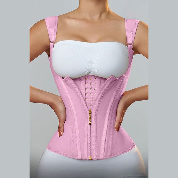 women s shapers fajas colombiana double compression waist trainer corset with bone adjustable zipper and hook eyes flat belly body shaper 23, Black;white
women s shapers fajas colombiana double compression waist trainer corset with bone adjustable zipper and hook eyes flat belly body shaper 23, Black;white