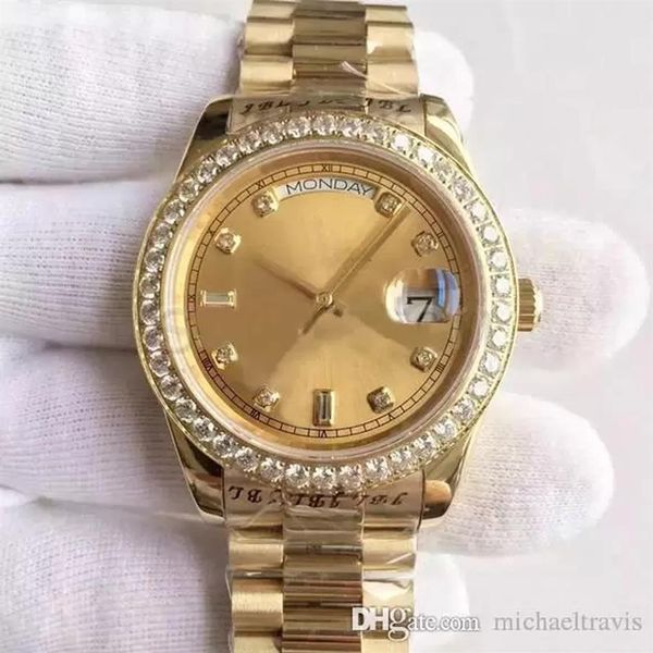 luxury men watch 18k gold dial diamond automatic mechanical designer watch president strap original folding buckle253v, Slivery;brown
luxury men watch 18k gold dial diamond automatic mechanical designer watch president strap original folding buckle253v, Slivery;brown