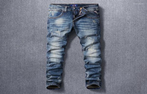 men039s jeans italian style fashion men retro dark blue elastic slim fit ripped vintage designer casual cotton denim pants7454350
men039s jeans italian style fashion men retro dark blue elastic slim fit ripped vintage designer casual cotton denim pants7454350