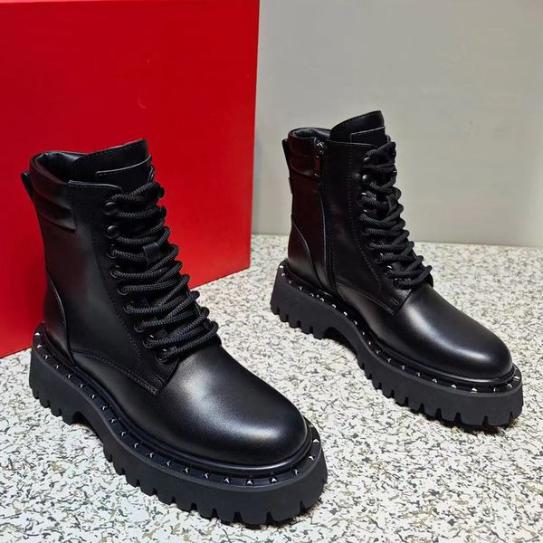 full grain leather calf low heel ankle boots lace-up rounded toe side zipper combat boots women's outdoor shoes luxury designer booties, Black
full grain leather calf low heel ankle boots lace-up rounded toe side zipper combat boots women's outdoor shoes luxury designer booties, Black