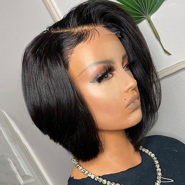 short bob lace front straight wig 13x1 t part pixie bob lace human hair wigs for women pre plucked brazilian remy lace front wig, Black
short bob lace front straight wig 13x1 t part pixie bob lace human hair wigs for women pre plucked brazilian remy lace front wig, Black
