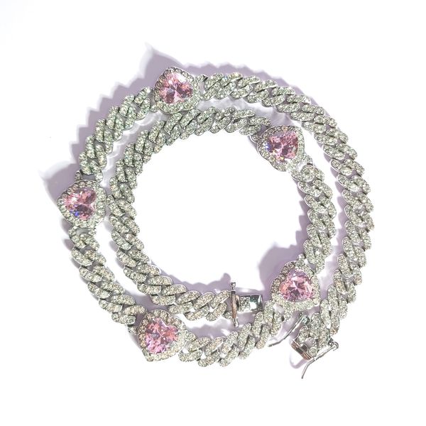 strands strings bling bling 9mm cuban link choker chain with pink hearts silver pink necklace sparkling miami hip hop prom party jewelry 230, Black
strands strings bling bling 9mm cuban link choker chain with pink hearts silver pink necklace sparkling miami hip hop prom party jewelry 230, Black
