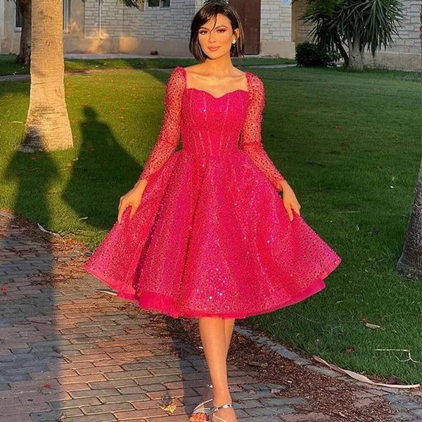 stunning fuchsia beading prom dresses sweetheart long sleeve ruffles cocktail party gown knee length sequin vestidos de soiree, Black
stunning fuchsia beading prom dresses sweetheart long sleeve ruffles cocktail party gown knee length sequin vestidos de soiree, Black