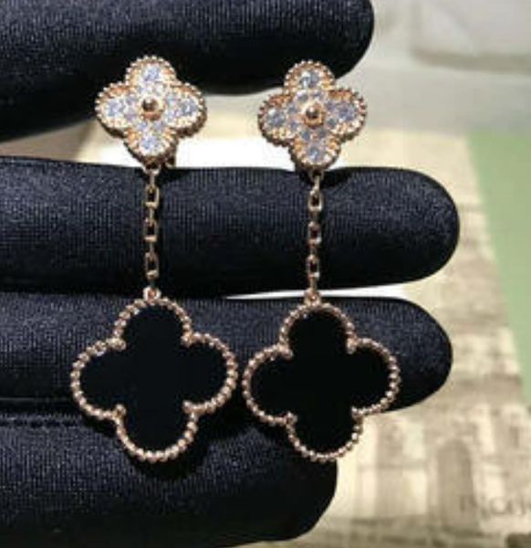 four leaf clover earring black charm dangle earrings designer earring for women&girls valentine's mother's day wedding jewelry gif, Golden;silver
four leaf clover earring black charm dangle earrings designer earring for women&girls valentine's mother's day wedding jewelry gif, Golden;silver