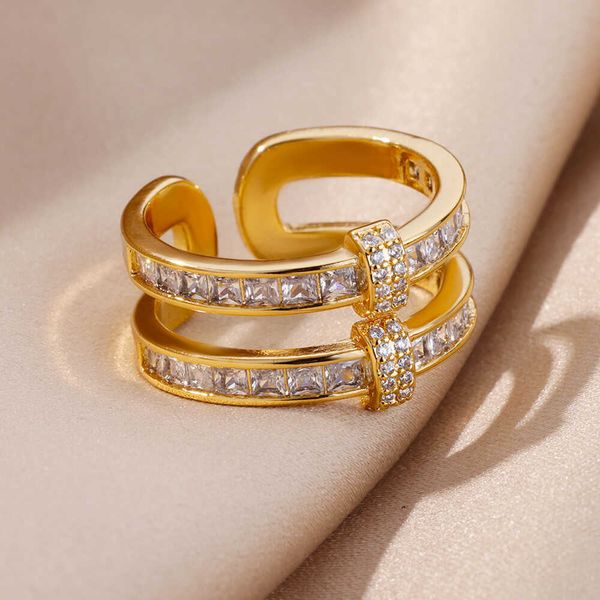 band rings zircon double layer buckle rings for women gold plated opening stainless steel ring trending 2023 wedding jewerly gift r230822, Silver
band rings zircon double layer buckle rings for women gold plated opening stainless steel ring trending 2023 wedding jewerly gift r230822, Silver