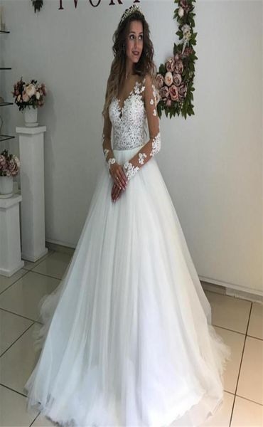 elegant lace appliques long sleeves wedding dresses ball gowns see through white tulle bridal dress vestidos de novias3055062
elegant lace appliques long sleeves wedding dresses ball gowns see through white tulle bridal dress vestidos de novias3055062