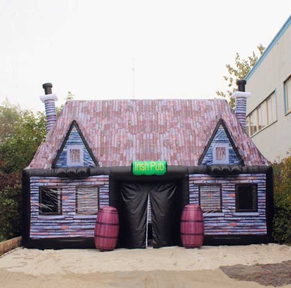 12m lx6mwx5mh inflatable retro bar tent portable pub with printing brick wall
