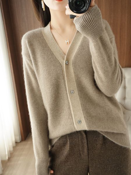 women's knits tees autumn winter vneck cardigan for female 100 merino wool thickened casual cashmere sweater womens clothing 230821, White
women's knits tees autumn winter vneck cardigan for female 100 merino wool thickened casual cashmere sweater womens clothing 230821, White