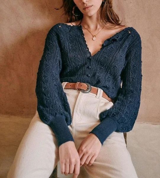 women s knits tees two wearing sweaters long sleeve hollow out retro single breasted knit jumper 230821, White
women s knits tees two wearing sweaters long sleeve hollow out retro single breasted knit jumper 230821, White