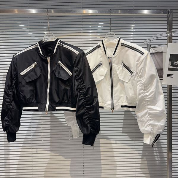 women's jackets borvemays contrasting colors zipper pockets jacket fashion trend women 2023 autumn stand collar long sleeve pleated coa, Black;brown
women's jackets borvemays contrasting colors zipper pockets jacket fashion trend women 2023 autumn stand collar long sleeve pleated coa, Black;brown