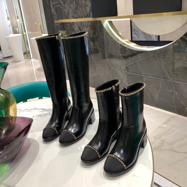 metal decoration side zipper boots chunky heel tall chelsea boot leather shoes almond toes knee-high riding boots for women luxury designers, Black
metal decoration side zipper boots chunky heel tall chelsea boot leather shoes almond toes knee-high riding boots for women luxury designers, Black