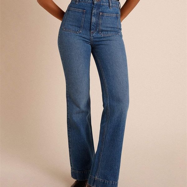 women's jeans blue denim woman autumn winter high waist cotton pockets button flared pants femme vintage french trousers fashion 230821
women's jeans blue denim woman autumn winter high waist cotton pockets button flared pants femme vintage french trousers fashion 230821