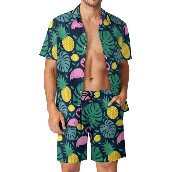 men039s tracksuits funny palm leaves men sets pineapple flamingo lemon print casual shorts fitness outdoor shirt set summer two6621996, Gray 
men039s tracksuits funny palm leaves men sets pineapple flamingo lemon print casual shorts fitness outdoor shirt set summer two6621996, Gray