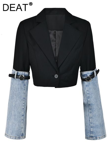 women s jackets deat fashion denim patchwork blazer notched collar single button long sleeve short suit autumn 2023 7ab010 230822, Black;brown
women s jackets deat fashion denim patchwork blazer notched collar single button long sleeve short suit autumn 2023 7ab010 230822, Black;brown