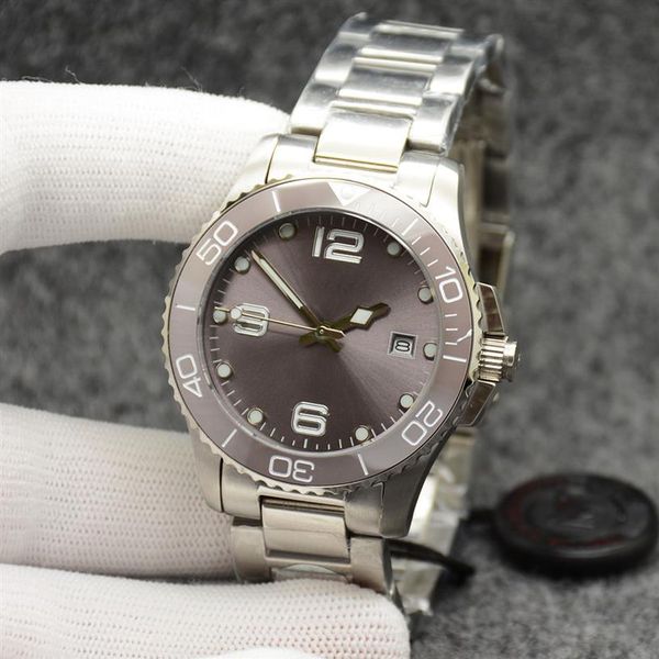 41mm conquest mens watches automatic mechanical movement stainless steel bracelet concas ceramic bezel with hydroconquest hardlex 214h, Slivery;brown
41mm conquest mens watches automatic mechanical movement stainless steel bracelet concas ceramic bezel with hydroconquest hardlex 214h, Slivery;brown