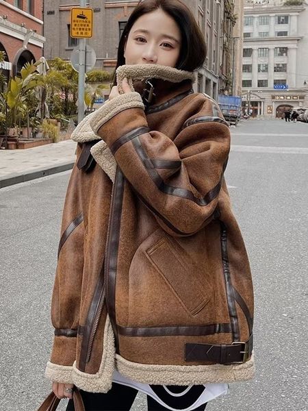 women s jackets 2023 winter sheepskin faux suede for women warm fur coat long sleeve zipper short casual 230821, Black;brown
women s jackets 2023 winter sheepskin faux suede for women warm fur coat long sleeve zipper short casual 230821, Black;brown