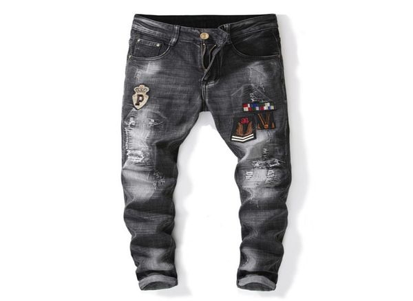 2019 mens badge rips stretch black rock revival jeans fashion designer slim fit washed motocycle denim pants panelled hip hop trou9381350, Blue
2019 mens badge rips stretch black rock revival jeans fashion designer slim fit washed motocycle denim pants panelled hip hop trou9381350, Blue