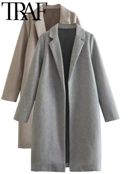 women's wool blends traf woman fashion solid woolen coats v neck quiet luxury old money style autumn winter outerwear coat casacos 2308, Black
women's wool blends traf woman fashion solid woolen coats v neck quiet luxury old money style autumn winter outerwear coat casacos 2308, Black