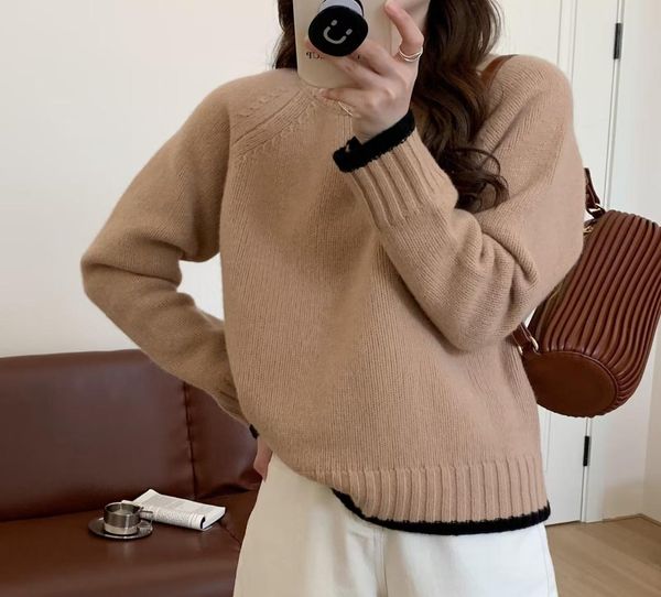 contrast round neck loose pullover bottomed sweater korean sweater women039s wear 22 autumn winter new style long sleeve3649397, White;black
contrast round neck loose pullover bottomed sweater korean sweater women039s wear 22 autumn winter new style long sleeve3649397, White;black