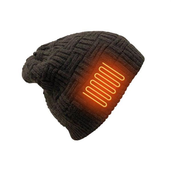 Image of Winter Heating Hat Head Warm Adjustable Electric Heated Knitted Outdoor Sports Unisex Comfortable Thermal Beanies Hats Cycling Cap258H