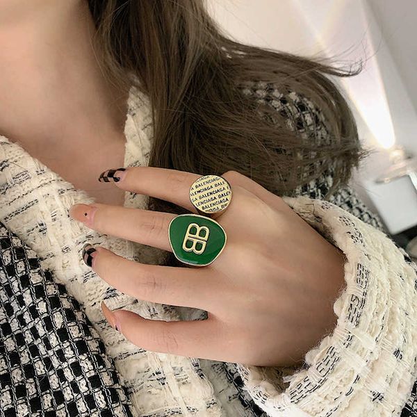 fashion designer double b ins network red personality letter drop glaze ring female metal fashion open ring versatile index finger ring, Black
fashion designer double b ins network red personality letter drop glaze ring female metal fashion open ring versatile index finger ring, Black