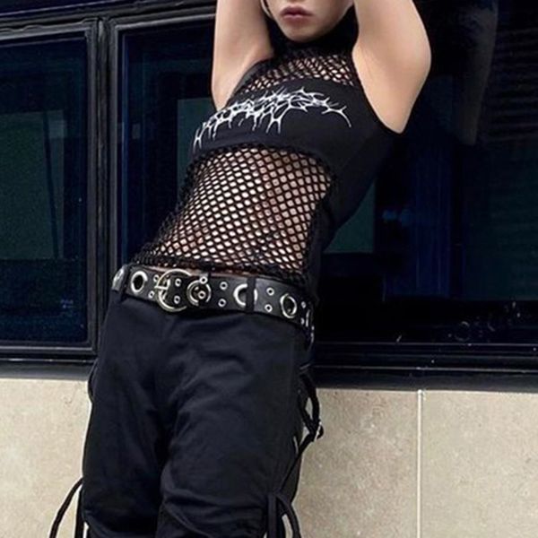 women's t shirts goth dark mesh hollow abstract print slim high neck see-through vest spice graffiti patchwork with sleeve top, White
women's t shirts goth dark mesh hollow abstract print slim high neck see-through vest spice graffiti patchwork with sleeve top, White