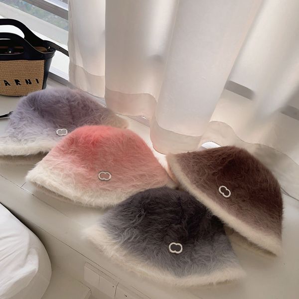 women's plush autumn and winter warmth designer bucket hat wedding date vacation travel gradient color cap, Blue;gray
women's plush autumn and winter warmth designer bucket hat wedding date vacation travel gradient color cap, Blue;gray