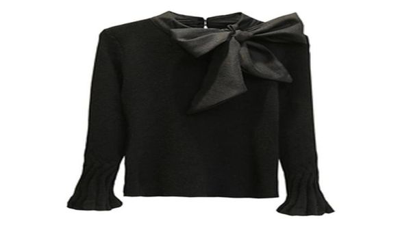 flare sleeve elegant sweater big bow collar women korean style knitted ladies pullovers tees belt 6086513, White;black
flare sleeve elegant sweater big bow collar women korean style knitted ladies pullovers tees belt 6086513, White;black