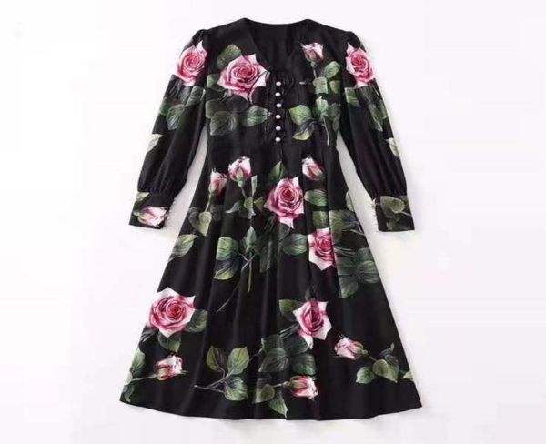 european and american women039s clothing 2021 new style for spring long sleeved vneck rose print fashion dress2916716, Black;gray
european and american women039s clothing 2021 new style for spring long sleeved vneck rose print fashion dress2916716, Black;gray