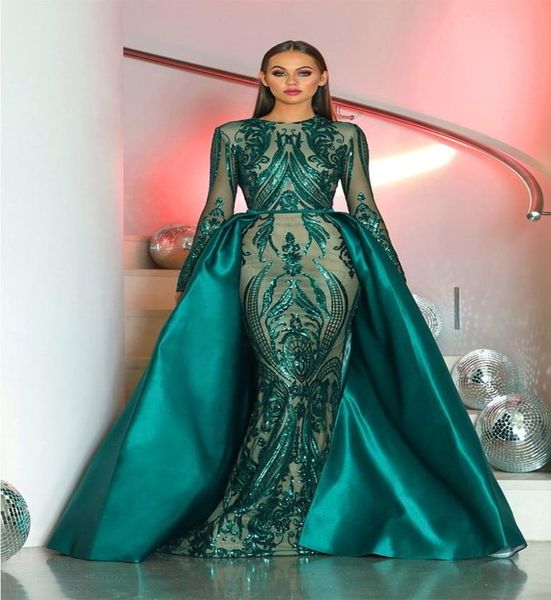 dark green mermaid evening dresses with detachable overskirt long sleeve satin evening gowns celebrity evening wear abendkleider9797589, Black;red 
dark green mermaid evening dresses with detachable overskirt long sleeve satin evening gowns celebrity evening wear abendkleider9797589, Black;red
