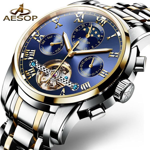 aesop automatic mechanical watch men luxury men's wrist watches wristwatch waterproof skeleton male clock men relogio masculi315r, Slivery;brown
aesop automatic mechanical watch men luxury men's wrist watches wristwatch waterproof skeleton male clock men relogio masculi315r, Slivery;brown