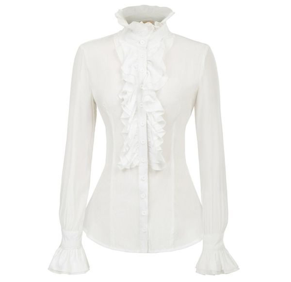 steampunk shirt women slim ruffles decorated shirt medieval long sleeve stand collar retro party office casual blouse lady8561736, White
steampunk shirt women slim ruffles decorated shirt medieval long sleeve stand collar retro party office casual blouse lady8561736, White