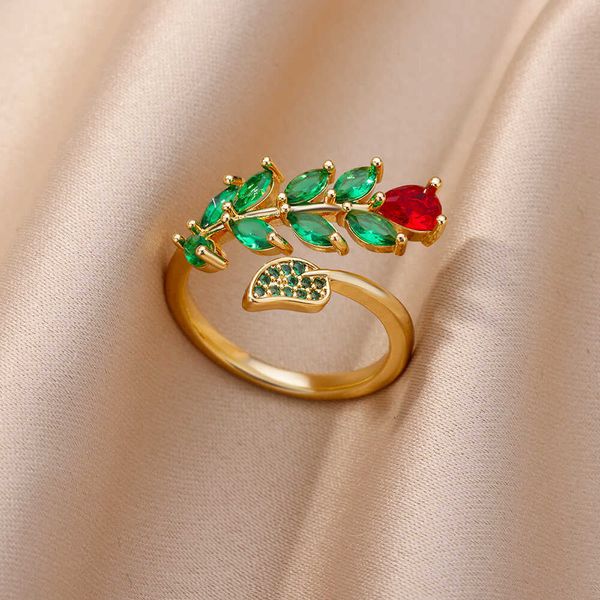 band rings zircon double leaves rings for women stainless steel gold plated adjustable leaves ring wedding jewerly gift femme r230822, Silver
band rings zircon double leaves rings for women stainless steel gold plated adjustable leaves ring wedding jewerly gift femme r230822, Silver