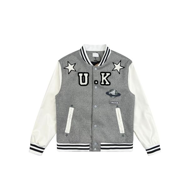 women's baseball uniform gray and white patchwork jacket jacket men's cardigan casual loose baseball uniform865, Black;brown
women's baseball uniform gray and white patchwork jacket jacket men's cardigan casual loose baseball uniform865, Black;brown