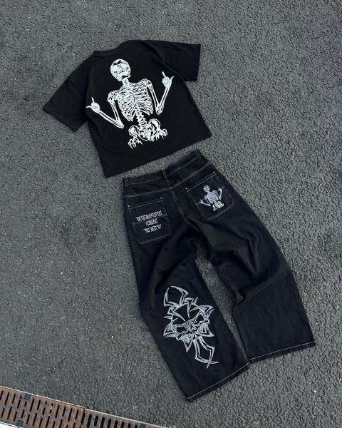 men's jeans hip hop retro skull embroidery washed baggy denim pants straight casual loose wide leg y2k jeans mens trouser streetwear 23, Blue
men's jeans hip hop retro skull embroidery washed baggy denim pants straight casual loose wide leg y2k jeans mens trouser streetwear 23, Blue