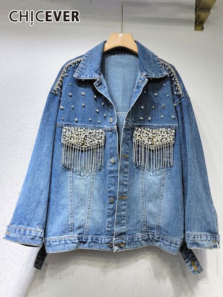 women's jackets chicever loose for women lapel long sleeve single breasted patchwork tassels diamond spring denim coats female 2023 230, Black;brown
women's jackets chicever loose for women lapel long sleeve single breasted patchwork tassels diamond spring denim coats female 2023 230, Black;brown