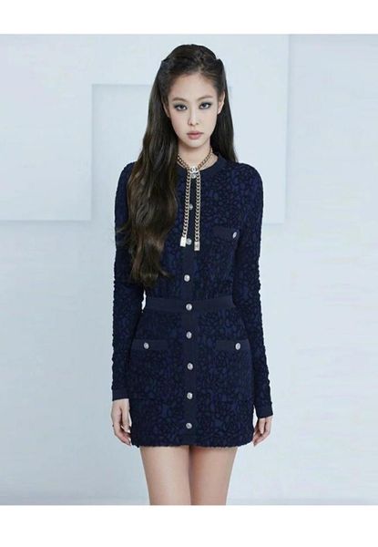 910 2020 brand same style dress long sleeve crew neck womens clothes flora print tweed above knee luxury fashion dress changji3404652, Black
910 2020 brand same style dress long sleeve crew neck womens clothes flora print tweed above knee luxury fashion dress changji3404652, Black