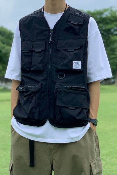 men's vests high street tooling vest men streetwear cargo vest hip hop sleeveless jacket gilet military multi-pocket outdoors coat hand, Black;white
men's vests high street tooling vest men streetwear cargo vest hip hop sleeveless jacket gilet military multi-pocket outdoors coat hand, Black;white