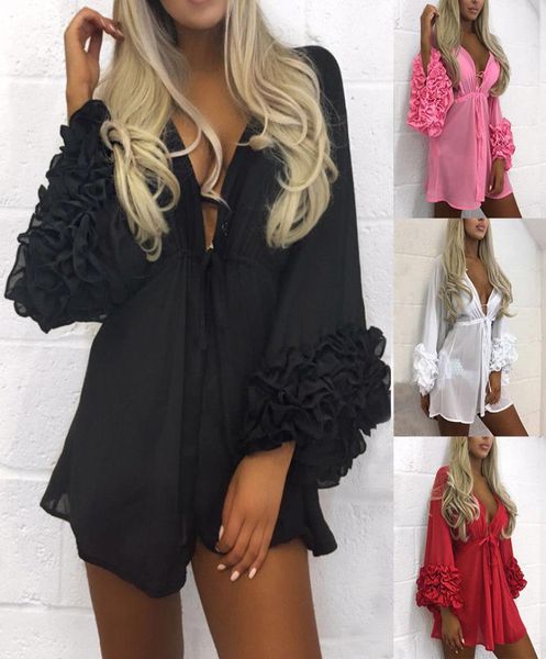 wholewomen beach dress women long puff sleeve cover up summer dress pareo swimwear mesh sundress tunic robe2734523, Black;gray
wholewomen beach dress women long puff sleeve cover up summer dress pareo swimwear mesh sundress tunic robe2734523, Black;gray