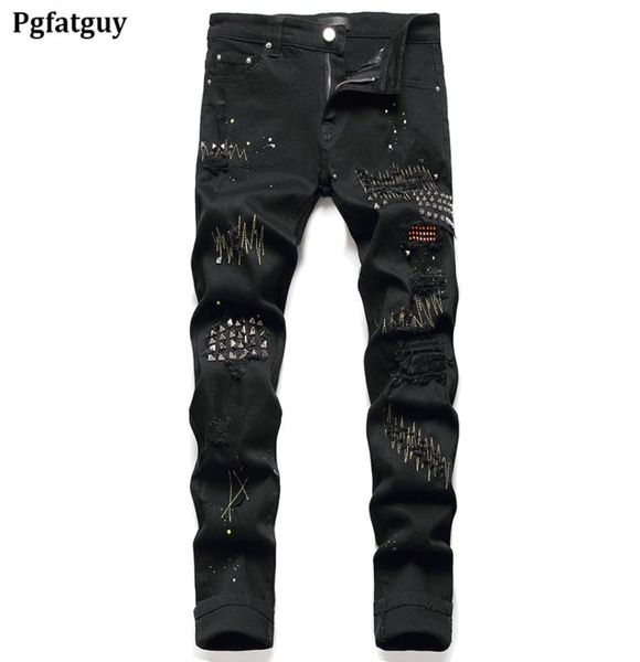 2021 new men039s rivet ripped black jeans pants stretch embroidery denim trousers male streetwear willow nails mens pants biker9331316, Blue
2021 new men039s rivet ripped black jeans pants stretch embroidery denim trousers male streetwear willow nails mens pants biker9331316, Blue