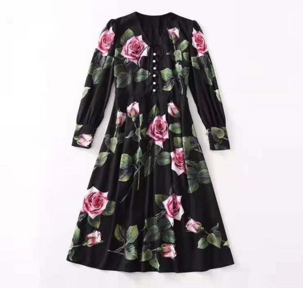 european and american women039s clothing 2021 new style for spring long sleeved vneck rose print fashion dress4490217, Black;gray
european and american women039s clothing 2021 new style for spring long sleeved vneck rose print fashion dress4490217, Black;gray